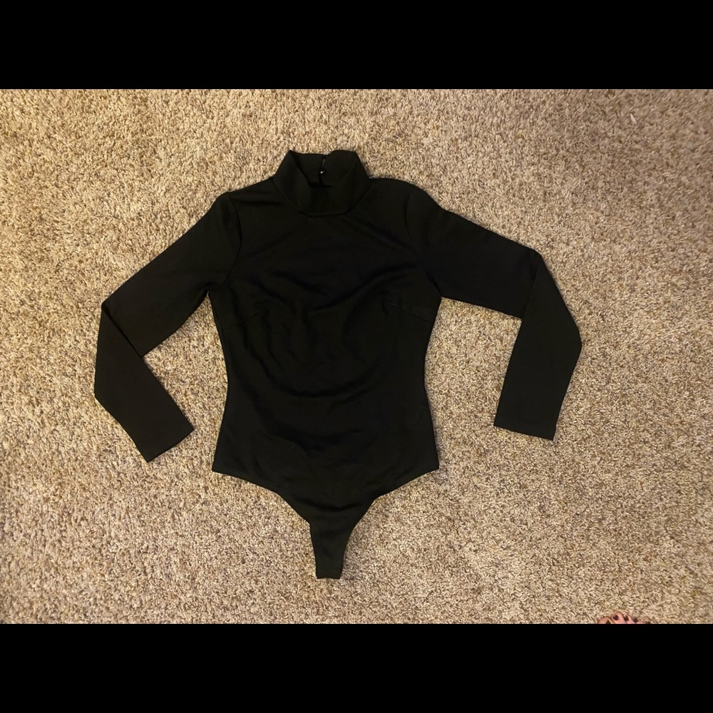 NWT Lulu’s Backless Black Bodysuit Mock Turtleneck
